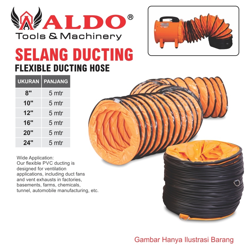 SELANG DUCTING / SELANG EXHAUST / SELANG BLOWER / FLEXIBLE DUCTING HOSE MERK ALDO