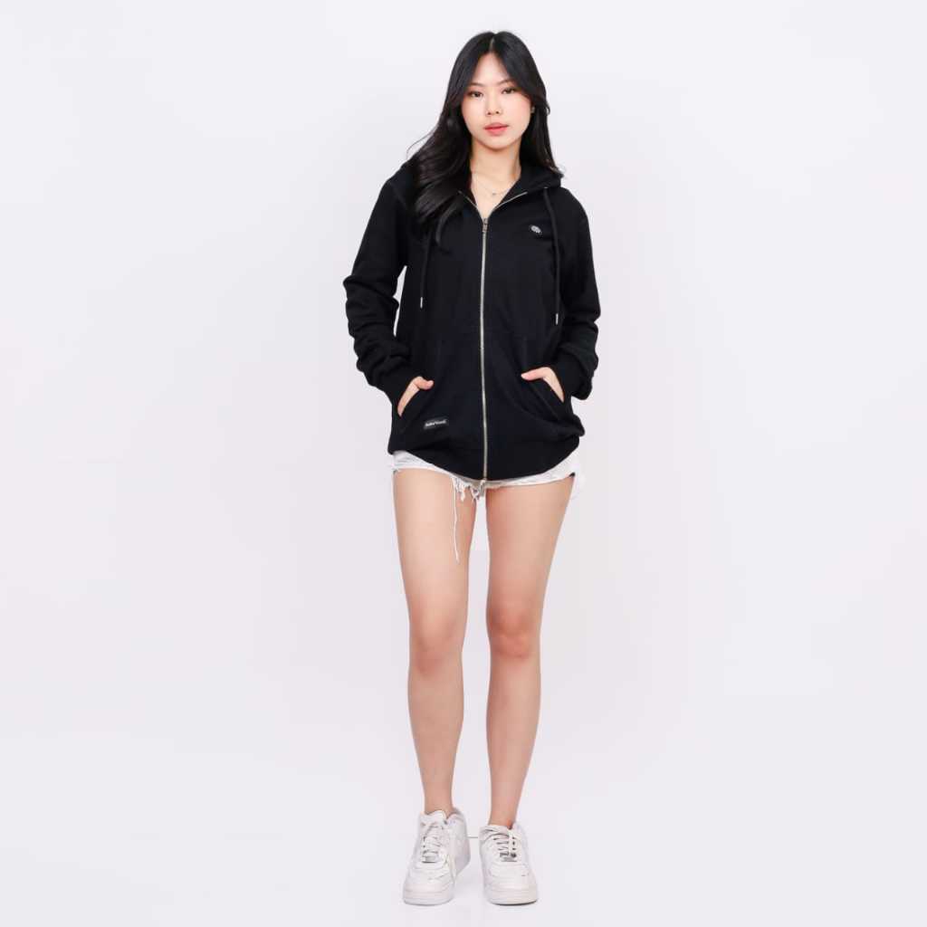 MotherWomb Project Hoodie Zipper YKK Basic Premium - Black Hoodie Zipper Pria