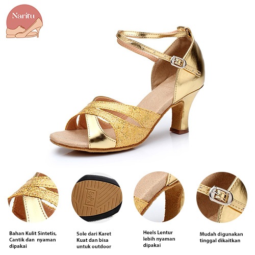 BESTPROMO NARITU WOMEN - LAUREL DANCE HEELS / LATIN DANCE / LINE DANCE SHOES