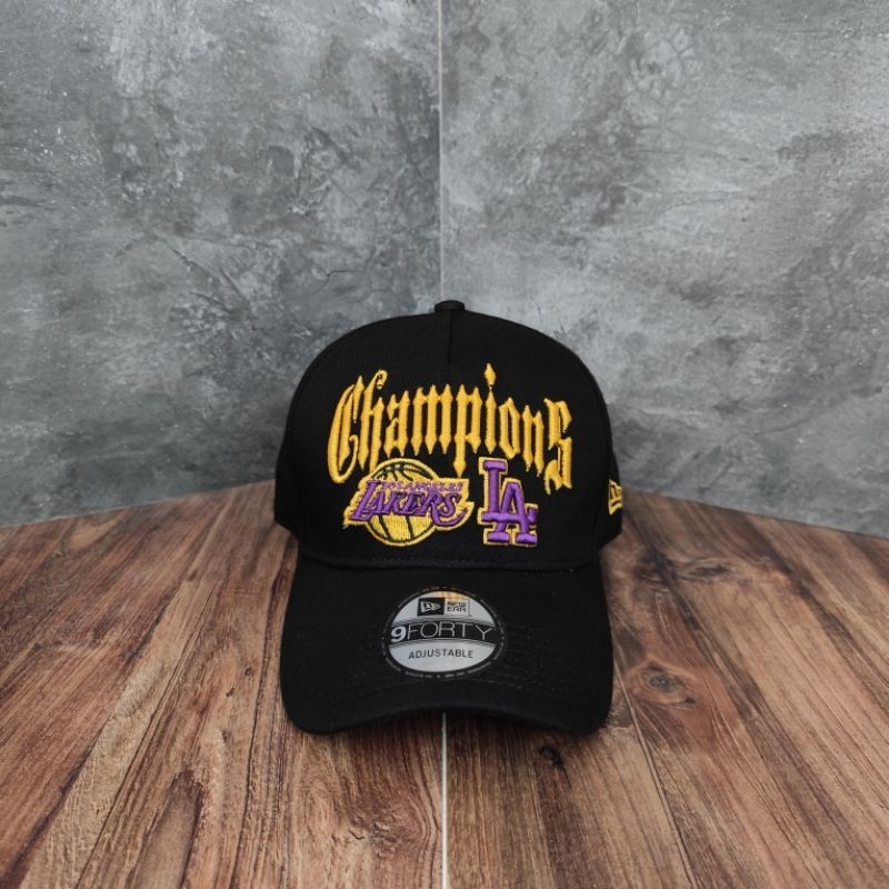 Topi Baseball Lakers Champions Hitam