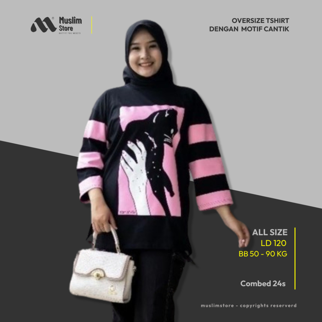 Atasan Kaos Wanita Tunik Oversize Tshirt Jumbo Hitam Combed 24s TO019 Lembut Nyaman