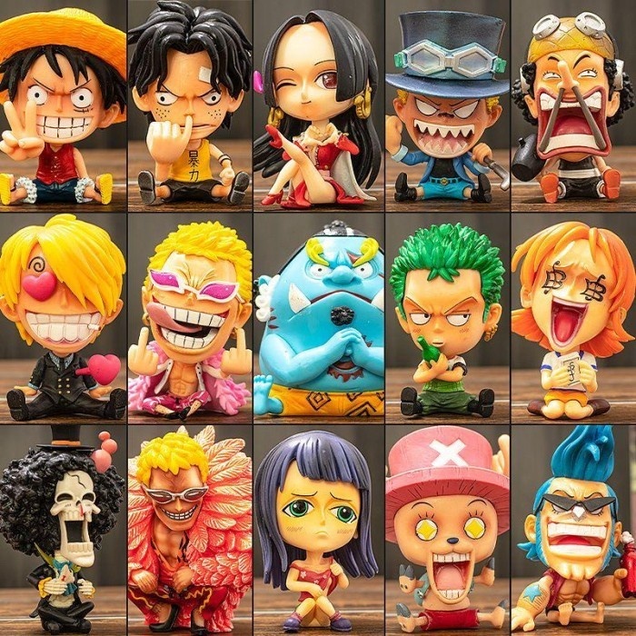 Action Figure One Piece Chibi Luffy Sanji Zoro Nami Ussop Franky Robin Chopper Brook Jinbe Mugiwara 