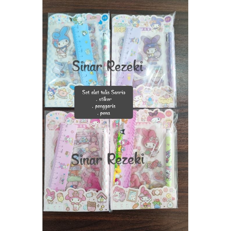 

1 set!!GB21027-2020! Set alat tulis stiker penggaris sanrio kuromi melody/set pena sanrio