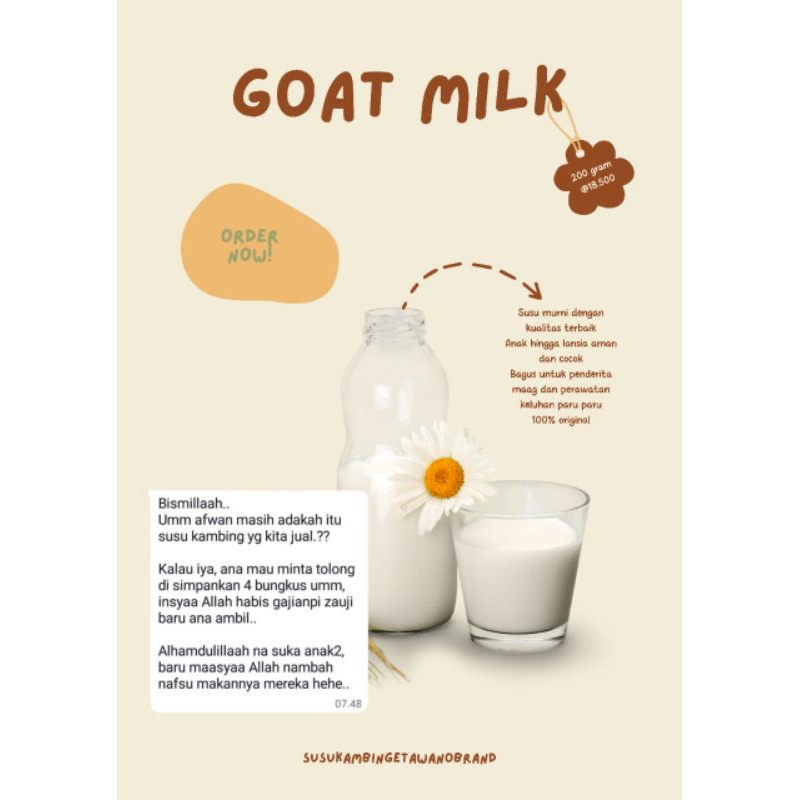 

Susu Kambing Etawa Kualitas Premium 200gram