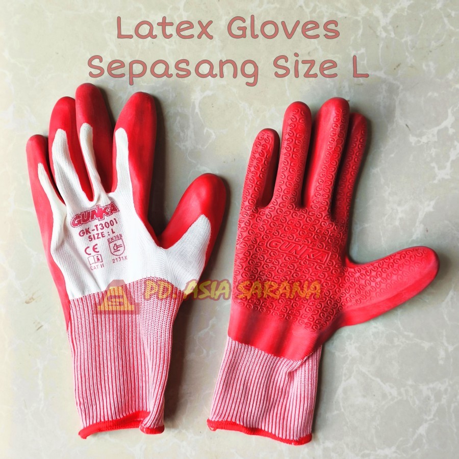 Sarung Tangan Safety Kerja Lateks Nilon Nitril Bengkel Ukuran L