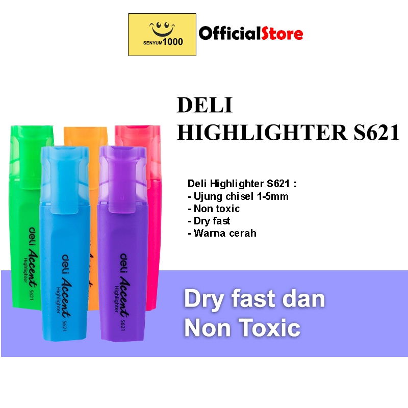 

Deli Highlighter Warna Terang dan nyata tahan 2 minggu tanpa tutup ES621