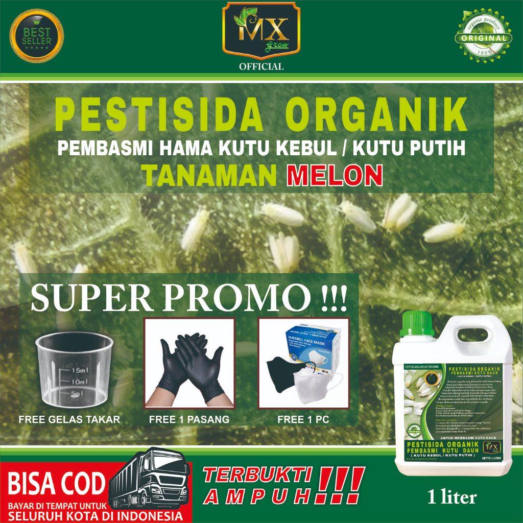 Pestisida Organik Pembasmi KUTU DAUN ( Kutu Kebul / Kutu Putih ) Untuk Tanaman Melon 1 Liter