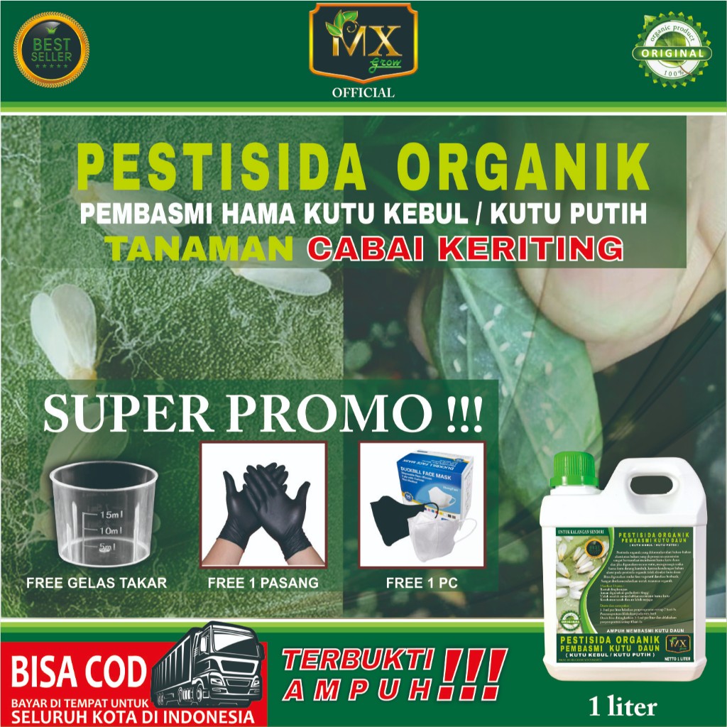 Pestisida Organik Pembasmi KUTU DAUN ( Kutu Kebul / Kutu Putih ) Untuk Tanaman CABAI KERITING 1 Lite