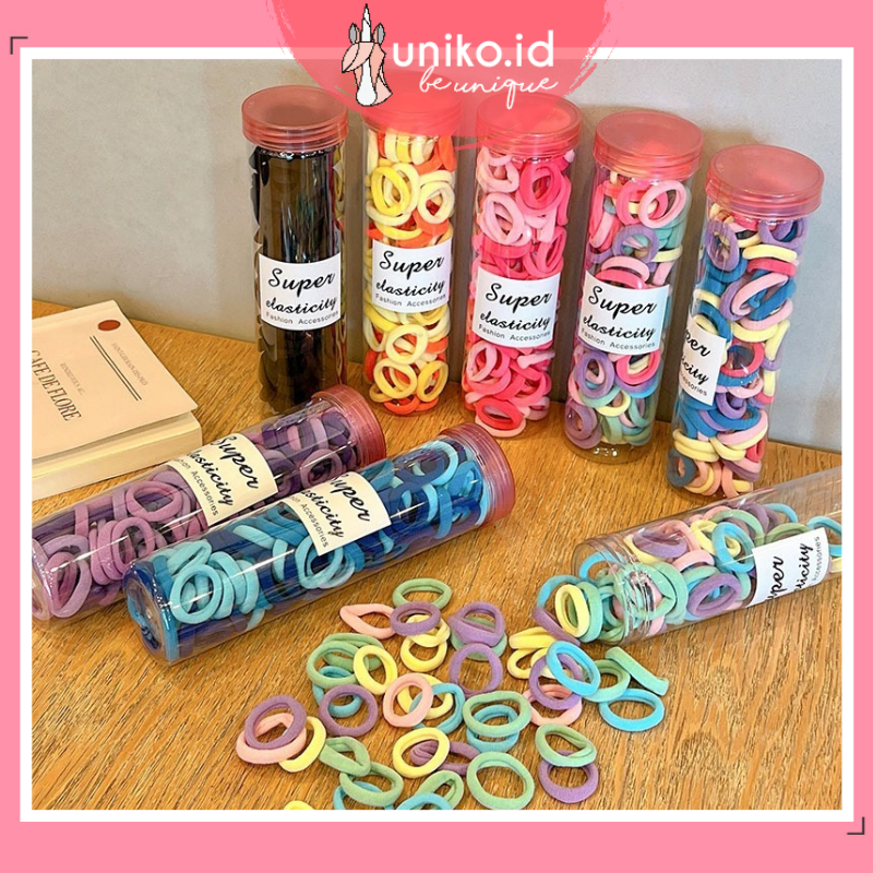 UNIKO.ID 100 PCS/BOX IKAT RAMBUT ANAK WANITA KARET RAMBUT DONAT ANAK ELASTIS