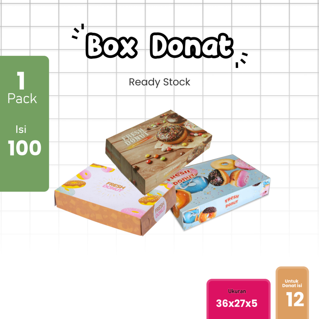 100 Pcs / Donat isi 12 / Dus Donat / Box Donat