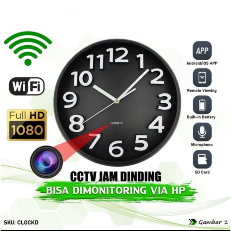 Spy Cam Camera Model Jam Dinding Wireless Tersembunyi Cam Mini