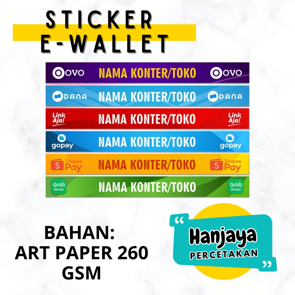 

HANJAYA PERCETAKAN - STICKER E-WALLET | STICKER ETALASE TOKO KONTER