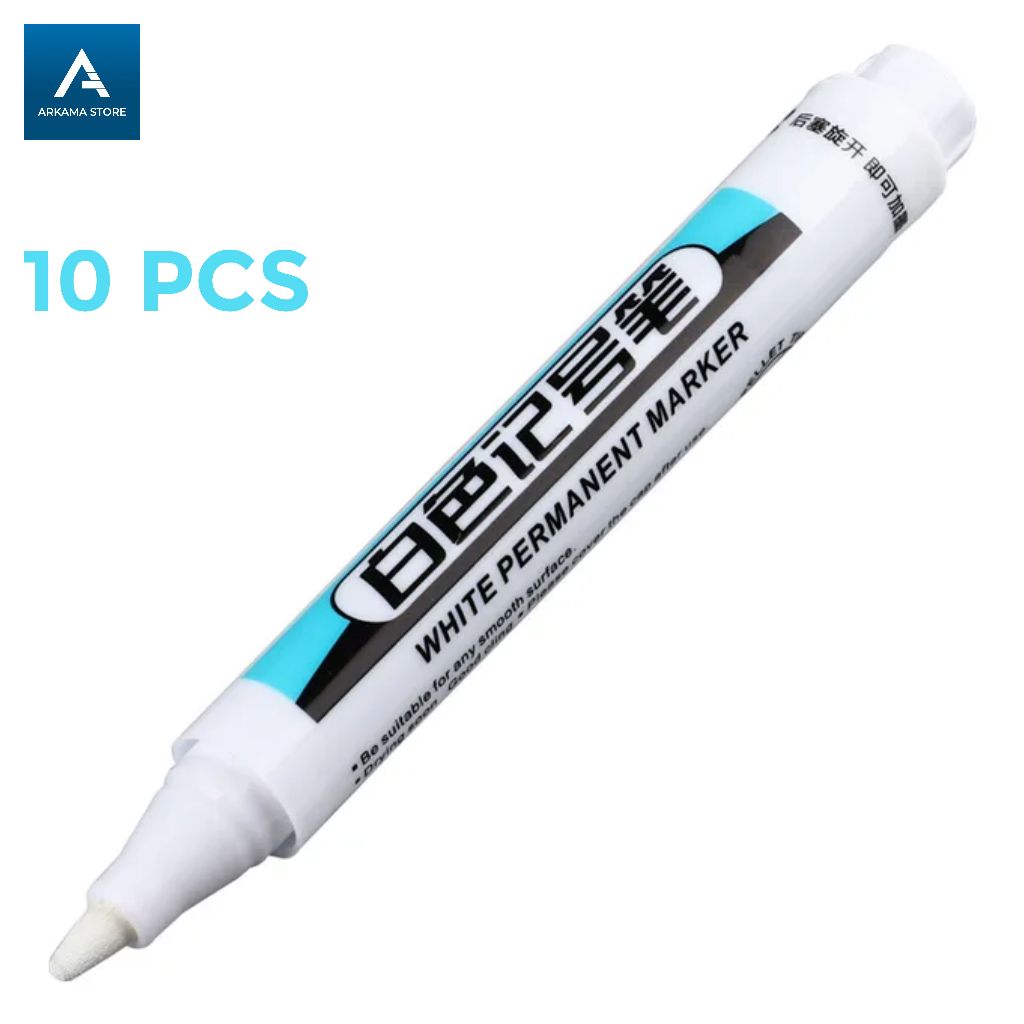 

spidol permanen anti air putih waterproof quick dry oily marker 10 pcs