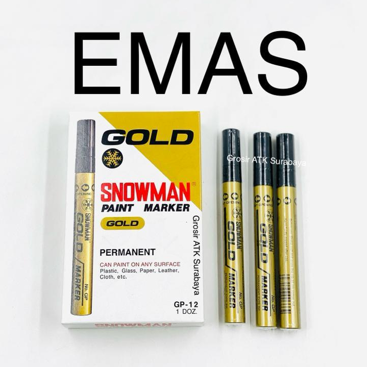

Spidol Snowman Paint Marker Permanen Besar Sedang EMAS GOLD GP 12 / GP-12