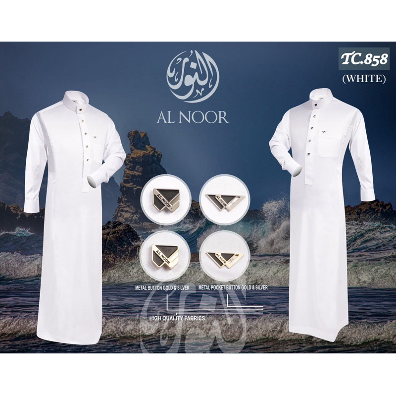 GAMIS ALNOOR PREMIUM PUTIH / JUBAH PUTIH AL NOOR