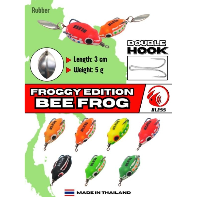 Bless BEE Frog 3cm soft froggy, umpan casting gabus, thailand