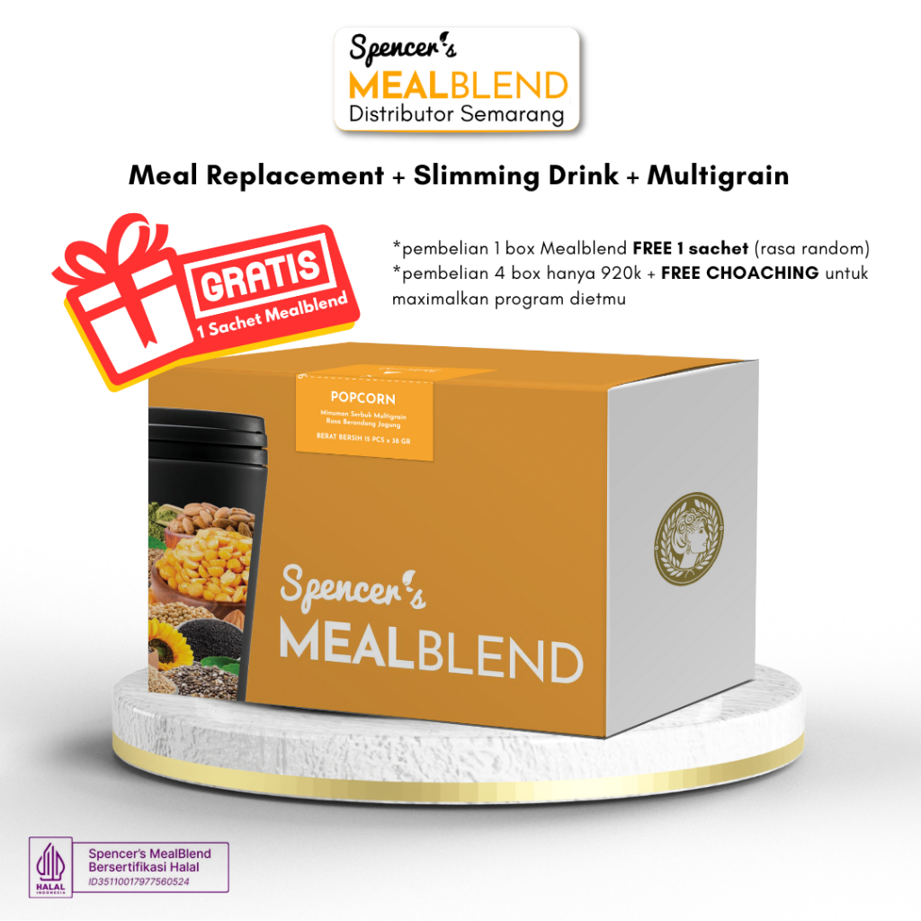 

Spencer's MealBlend Popcorn Marshmallow Box @ 15 Sachet Meal Replacement - Pengganti makanan