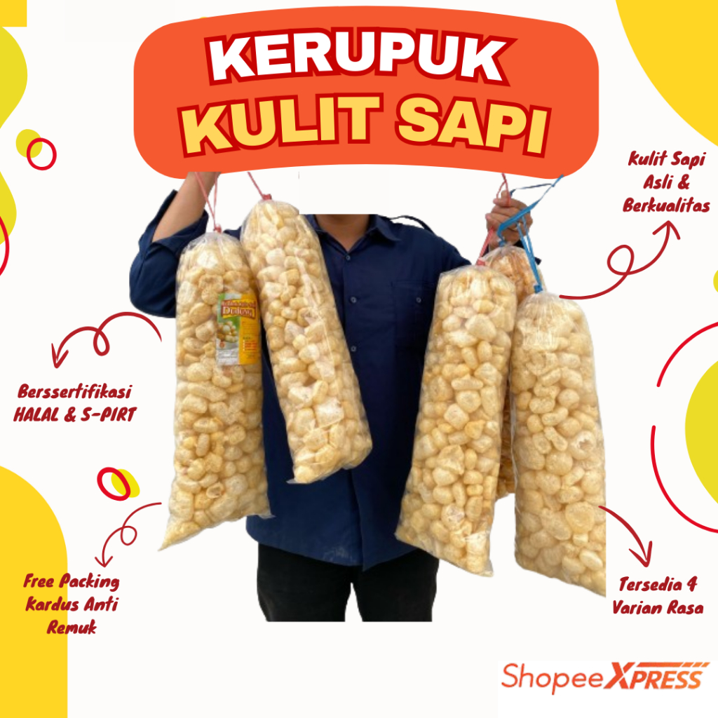 

Kerupuk Kulit Sapi Asli 1 Bal 150 Gram Dorokdok Rambak Krupuk Rasa Original Pedas Jeruk BBQ Halal