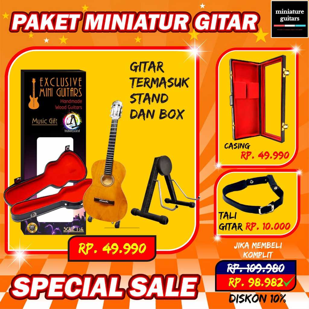 Miniatur Gitar Akustik Classic Natural Dan Miniatur Hardcase Baby Newborn Photography Exclusive