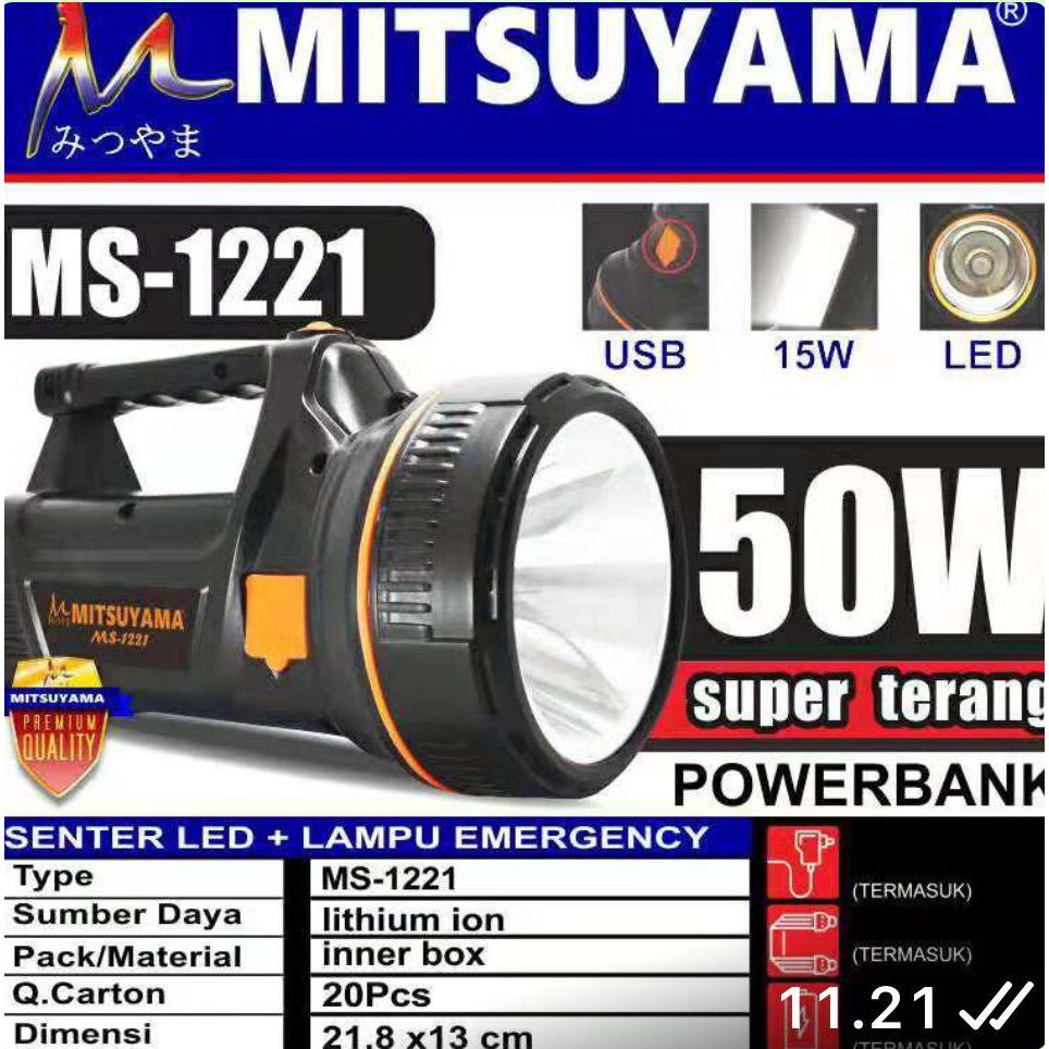 Senter Led + Lampu Emergency MS 1221 Mitsuyama/Senter Tangan Besar/Senter Tangan Cus Lampu Emergensi