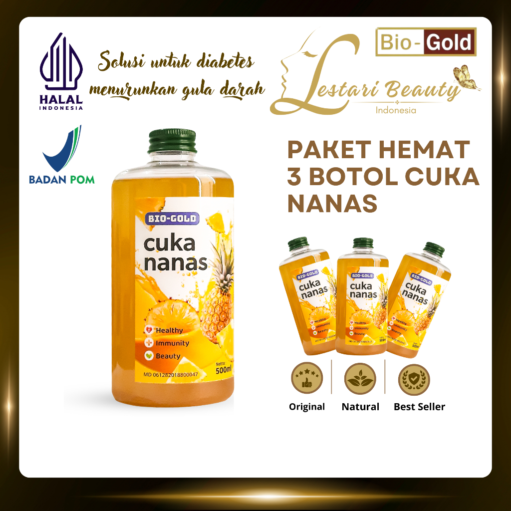 

Paket Hemat 3 Botol Cuka Nanas Bio Gold Biogold Mengatasi Masalah Diabetes Cepat Menurunkan Gula Darah Herbal Alami Original Bpom