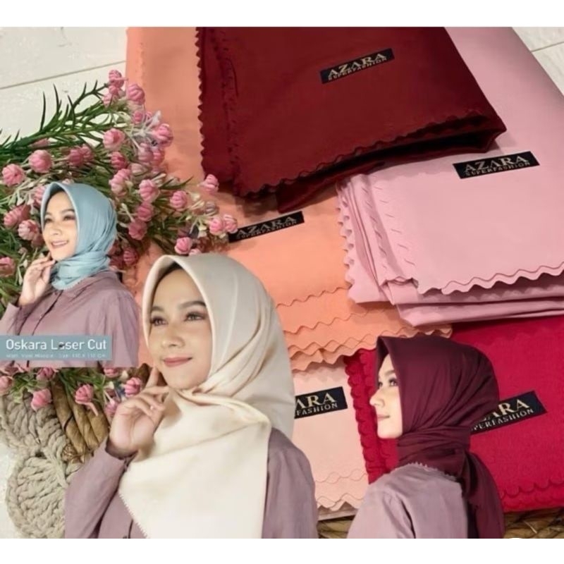PAKET 3 pcs Dan 5 pcs jilbab hijab kerudung Polos Voal Oskara LC Laser Cut AZARA Super Fashion