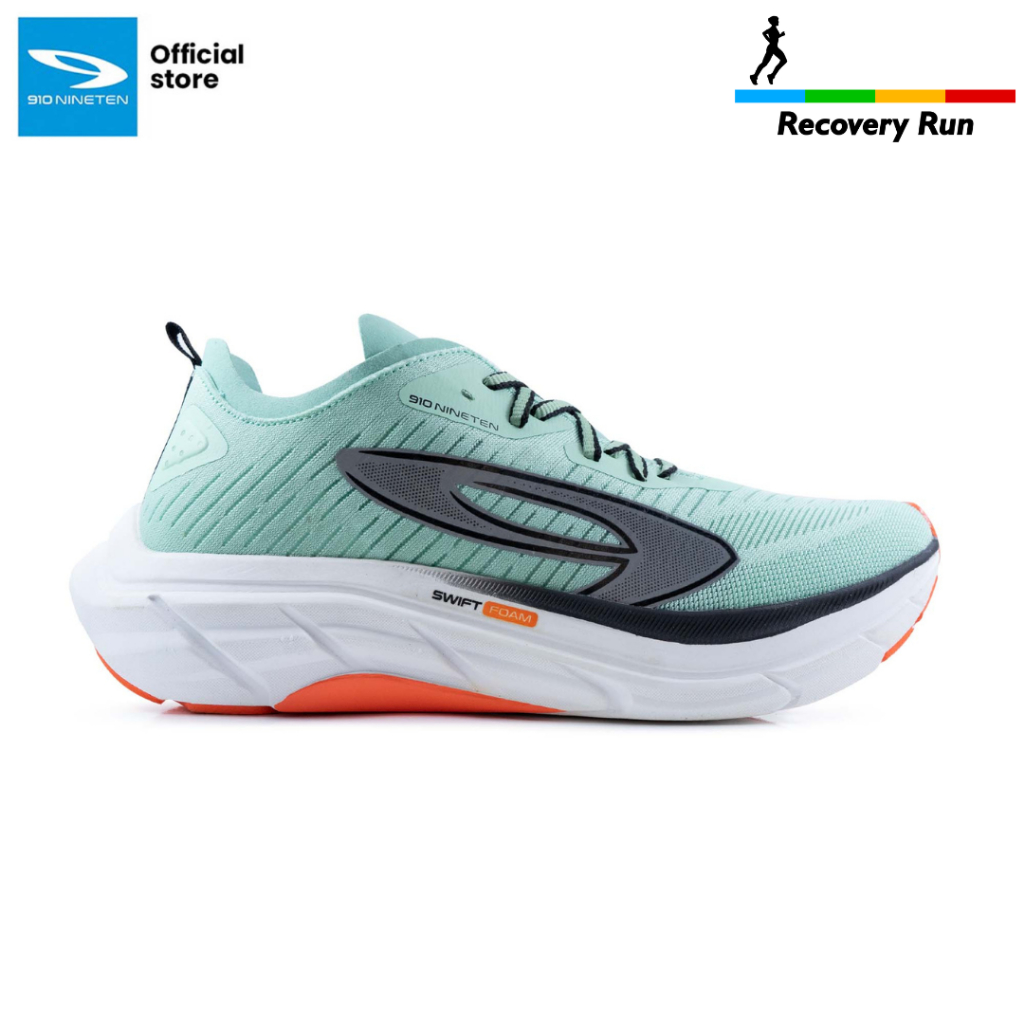910 Nineten Hiroshi RN-Lite Sepatu Lari - Hijau-tosca/Putih/Jingga