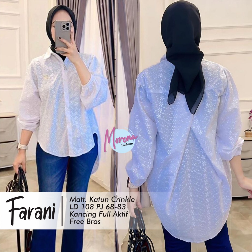 BLOUSE KATUN BORDIR PREMIUM by MORENA Atasan wanita putih lengan panjang MEVIA ALVITA KANIA ALIZA FA