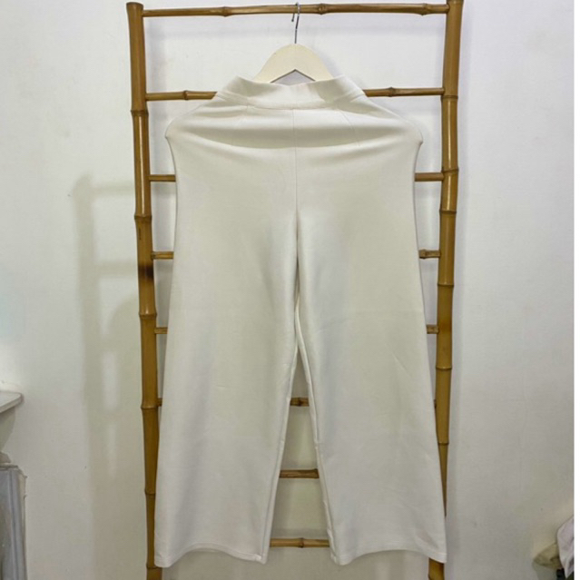 Celana kulot Highwaist scuba Putih Wanita