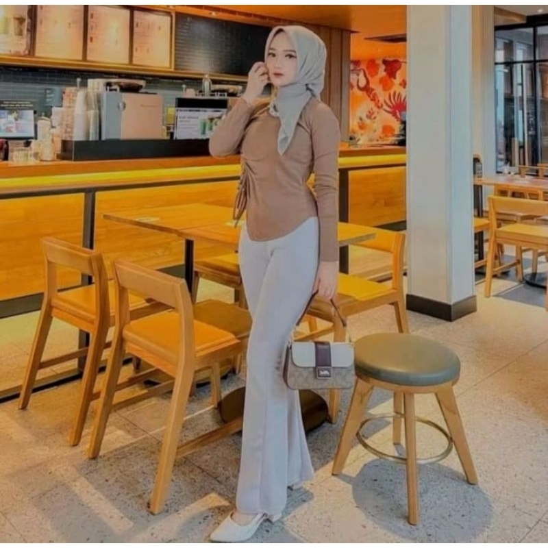 Cutbray scuba - Flare pants - Highwaist Cutbray Flare Pants Scuba - Celana Kulot Wanita Pinggang Ful