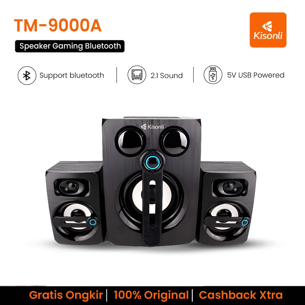 KISONLI Speaker Bluetooth RGB TM-9000A Strong Bass Subwoofer Aktif