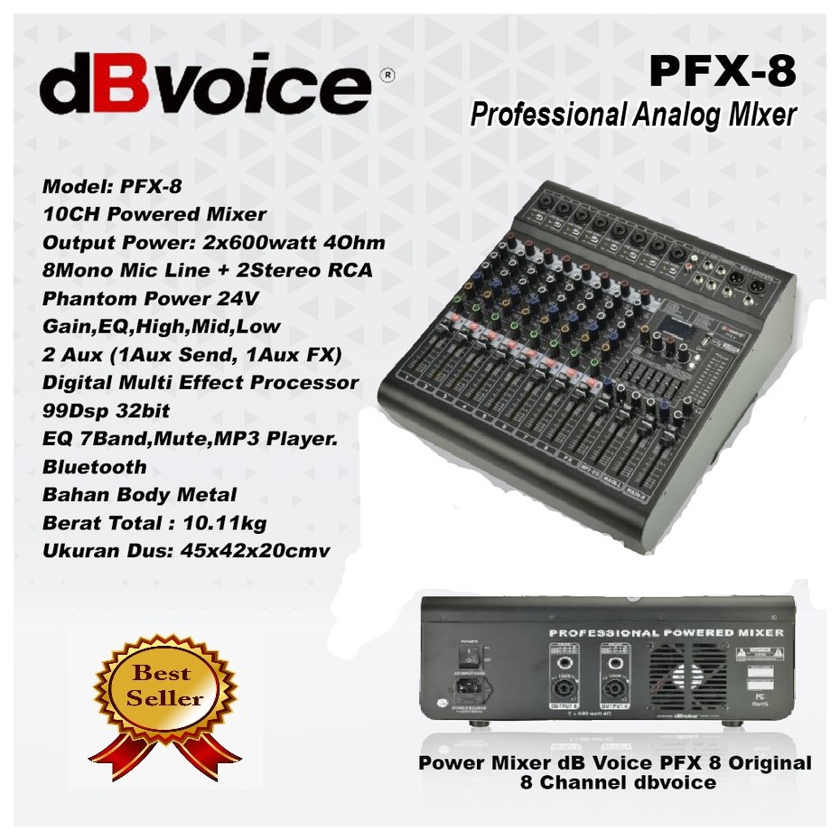 Power Mixer dB Voice PFX 8 Original mikser power dbvoice pfx8 10 Channel bluetooth