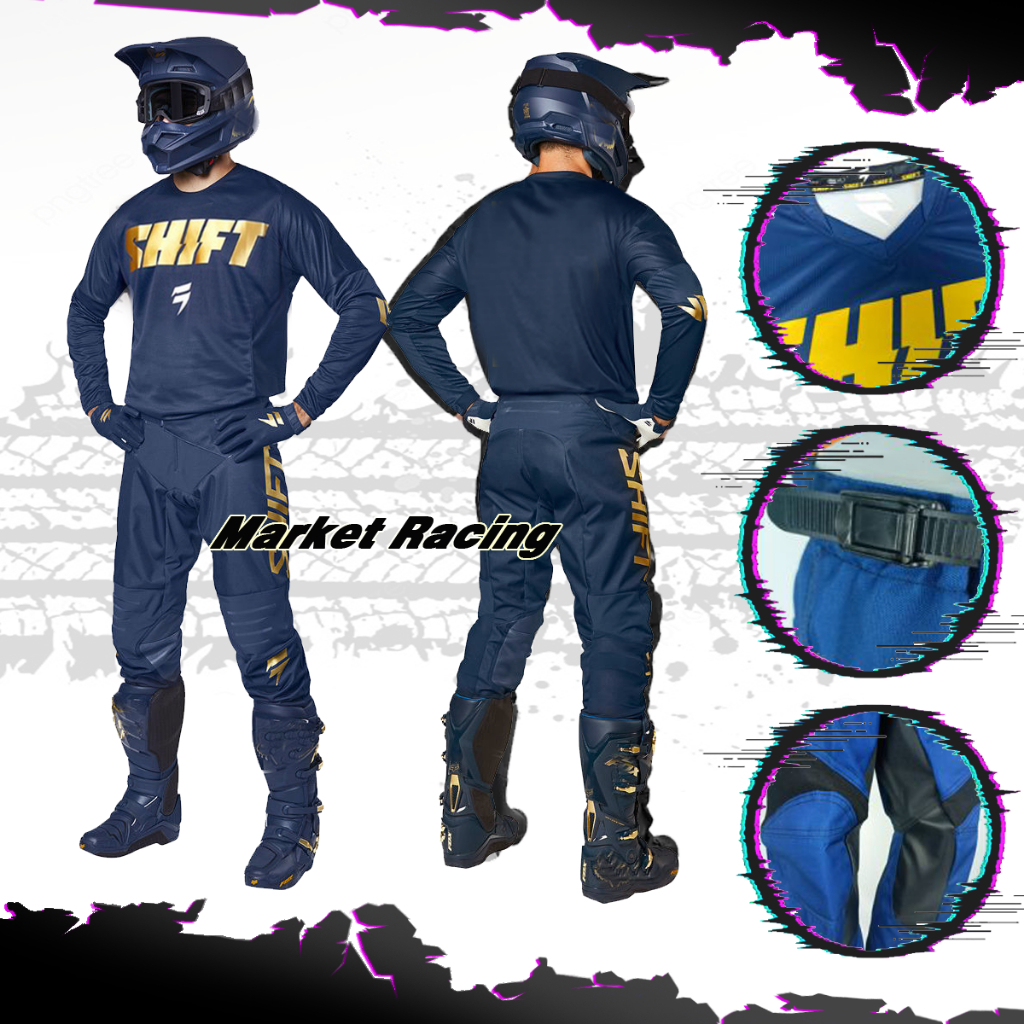 Tshirt Kaos Jersey Baju Set Celana Motor Trail Cross Motocross Jerset Trabas F0X HITAM ABU BIRU OREN