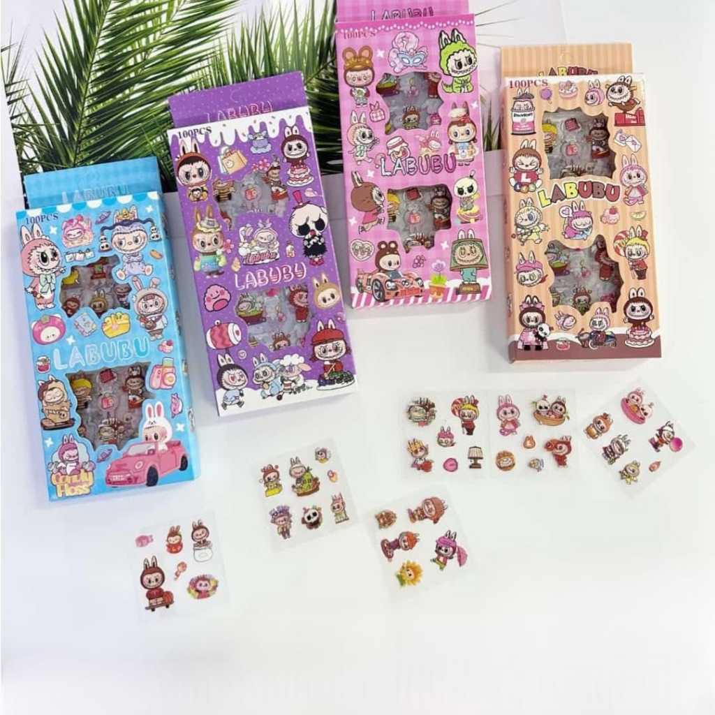 

Sticker Stiker Anak Anak Viral Motif Karakter Labubu Isi 100 Pcs