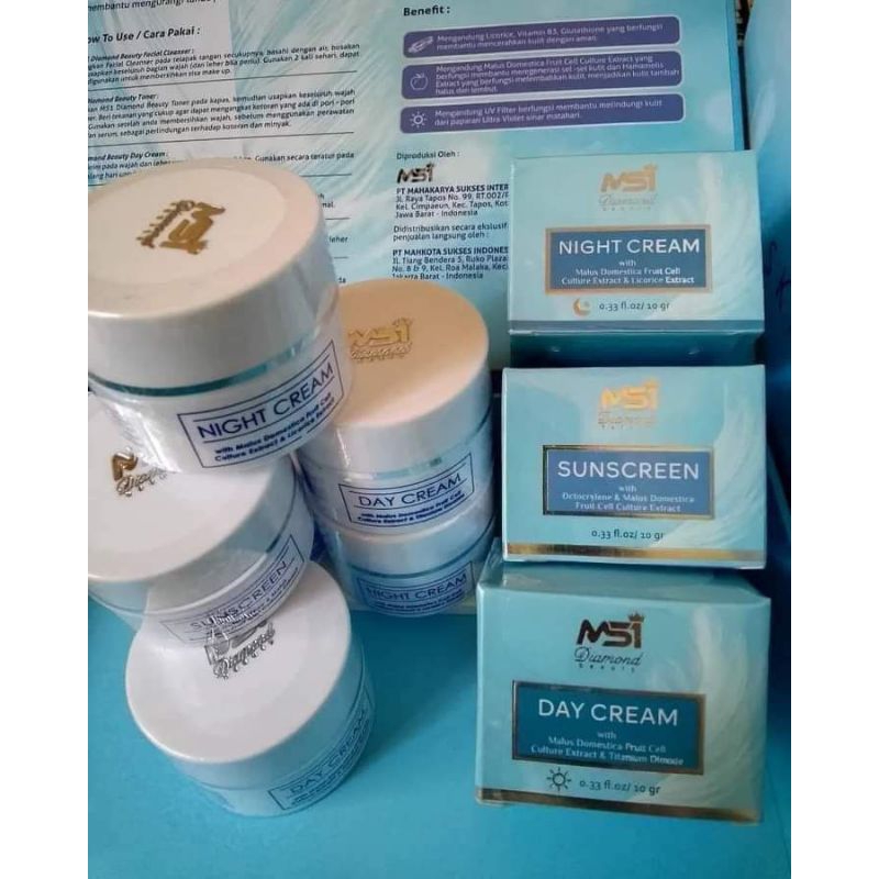 PAKET SKINCARE MSI LENGKAP DAY CREAM, SUNSCREEN, NIGHT CREAM ORIGINAL 1000%