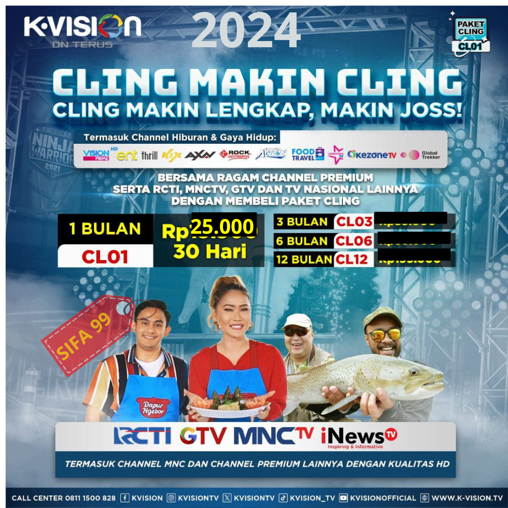PAKET PARABOLA KVISION CLING TV LOKAL MNC Group Channel Lengkap Premium Recaiver C2000 Dan jenis K-v