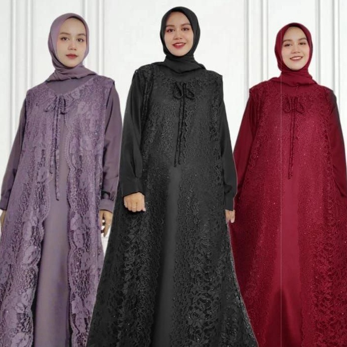 Terjangkau Long Outer Brukat VestLace brukatBaju KondanganLong Outer ClaraRompi Brukat Tanpa Lengan