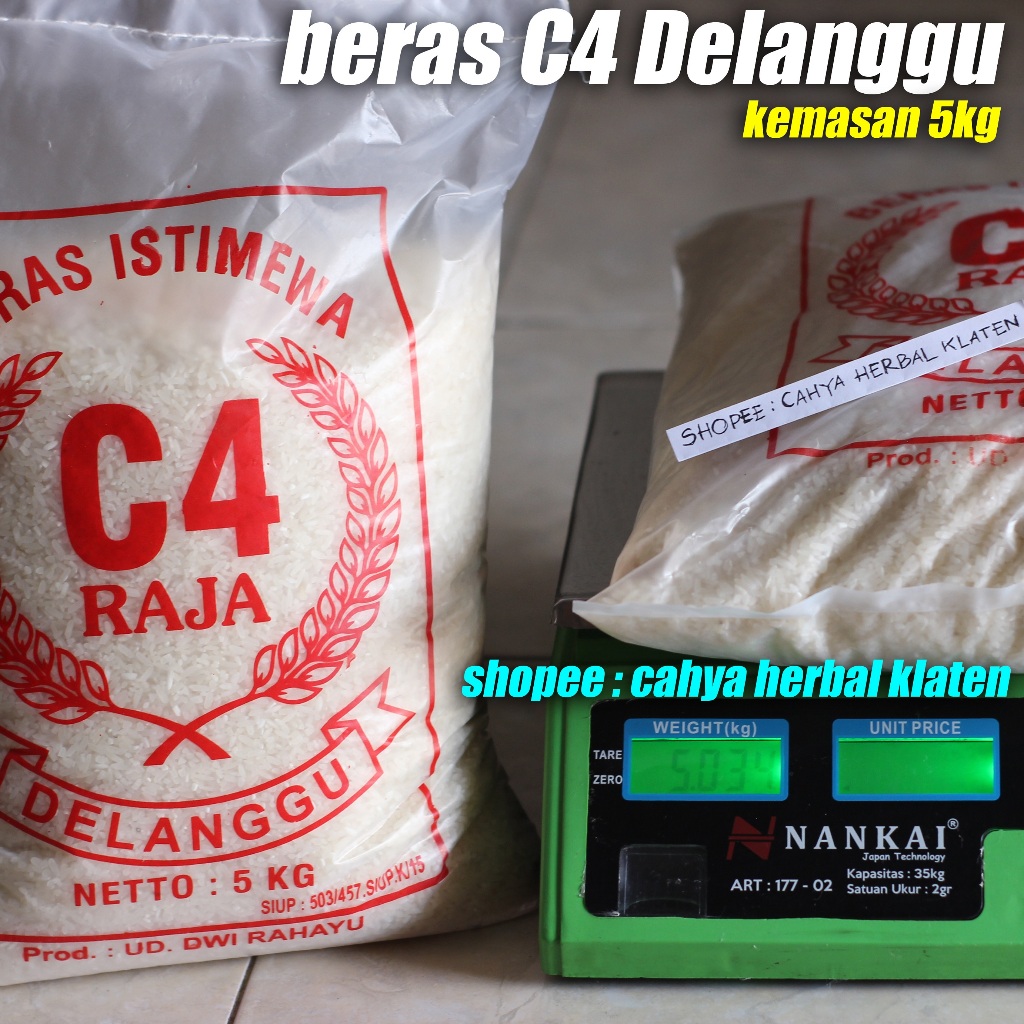 

Beras C4 Raja Delanggu Kemasan 5Kg Pulen Istimewa