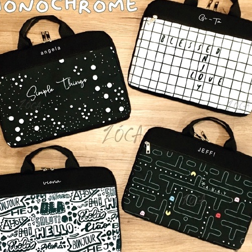 Terbatas TAS LAPTOP MONOCHROME 12 14  TAS LAPTOP JINJING FREE CUSTOM NAMA