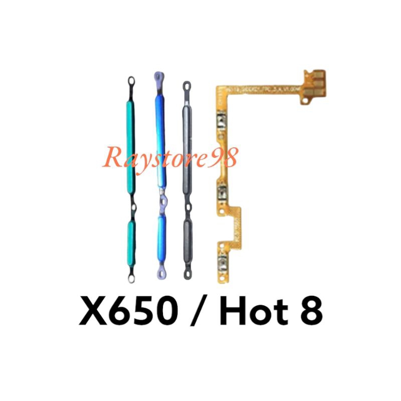 Satu Paket On Of Volume + Pernik X650 / Hot 8 Flexibel Flexible Tombol Power Volum Infinix Hot 8 Fle