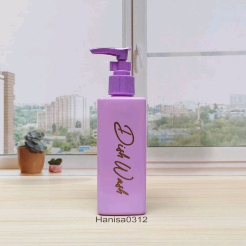 Botol Tempat Sabun Cair 250ml Kotak Ungu Pump Ungu Aesthetic