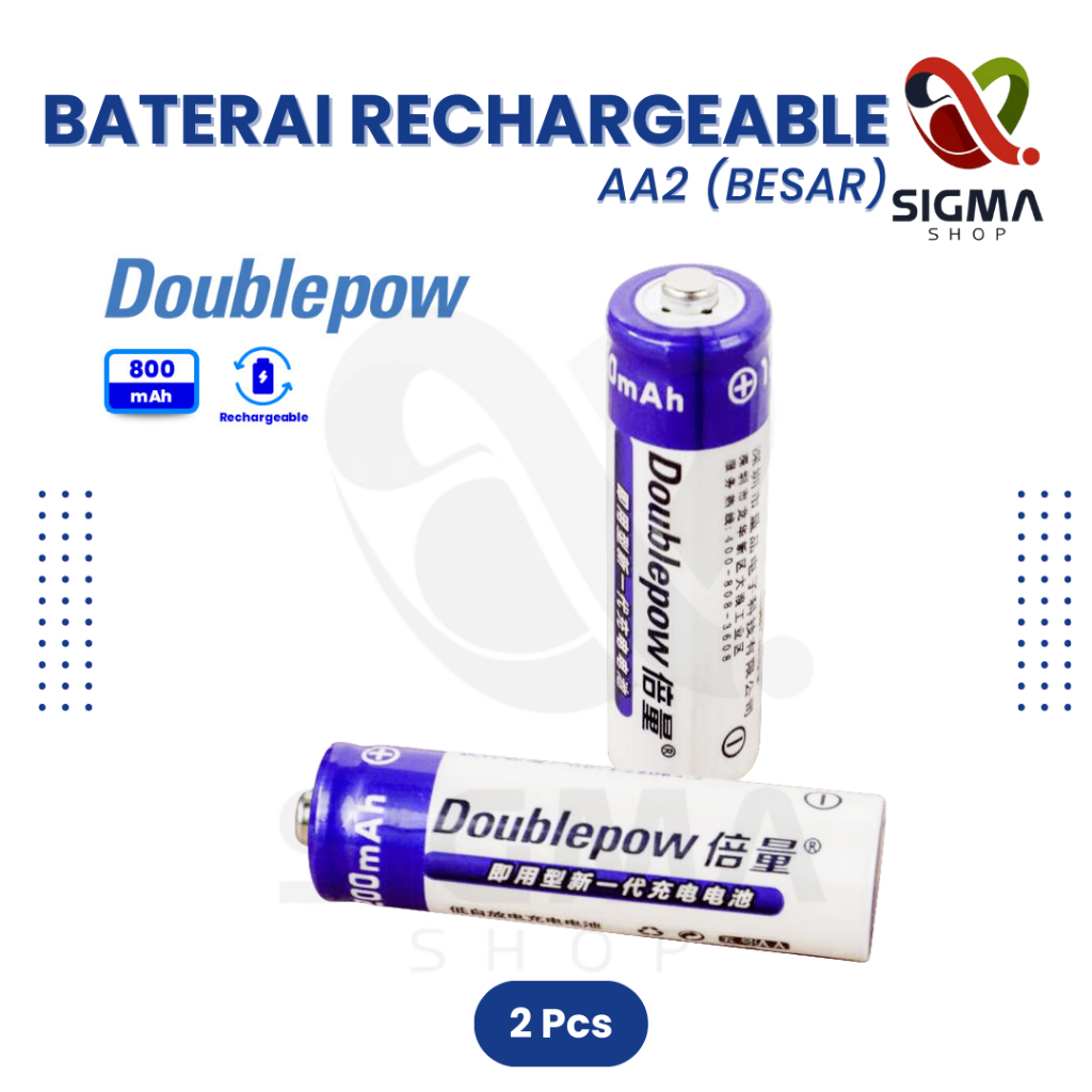 Baterai Charger Batu Batre Cas Rechargeable Battery AA 2Pcs