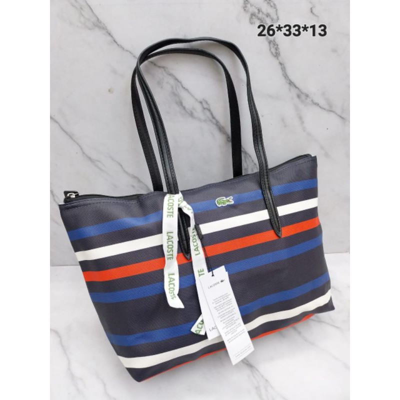 TAS WANITA TOTE BAG LACOSTE7711 TAS KULIT MOTIF IMPORT