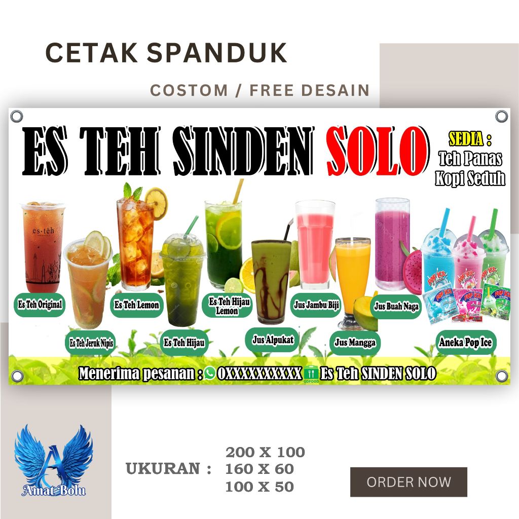 Spanduk Banner ES TEH ES TEH SOLO  ES TEH SINDEN SOLO BISA REQUEST