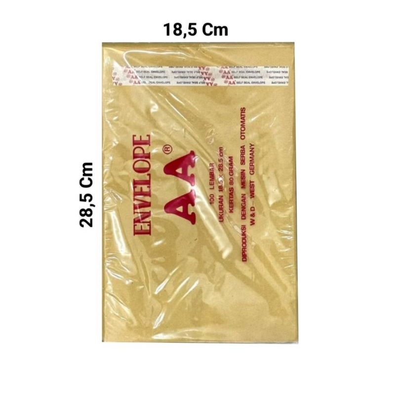 

Amplop Coklat AA Kwarto (18,5 x 28,5 cm) Isi 100 Lembar