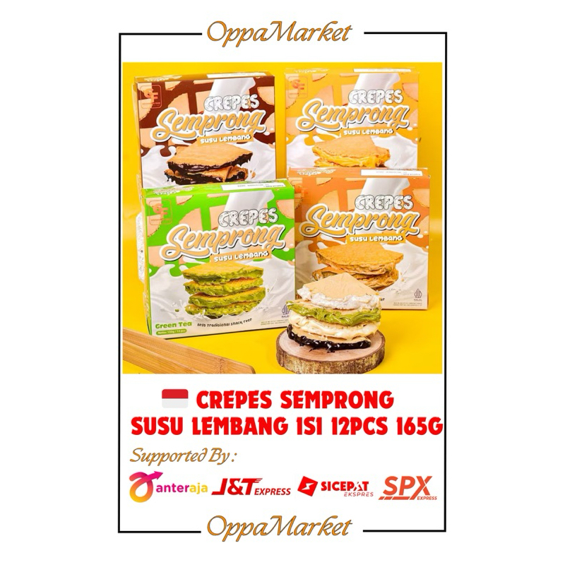 

CREPES SEMPRONG SUSU LEMBANG ALL VARIANT ISI 12PCS RASA TARO/STRAWBERRY/KEJU/COKLAT/TIRAMISU/GREENTEA/MILK 165GR