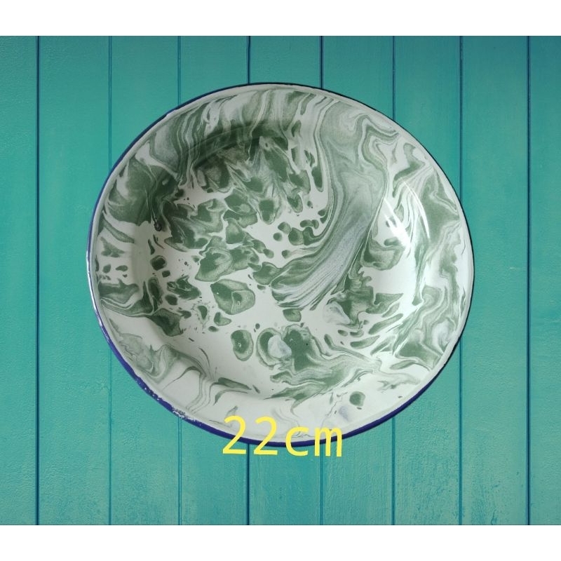piring seng enamel motif lurik jadul 22cm