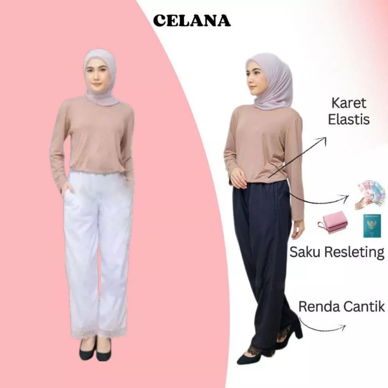 Celana Ihrom Wanita • Celana Haji dan Umroh Bersaku Resleting