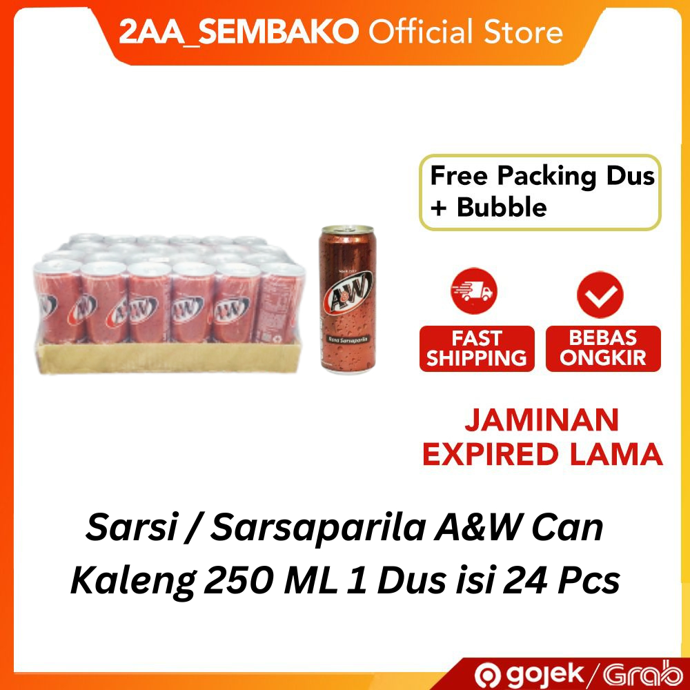 

Sarsi / Sarsaparila A&W Can Kaleng 250 ML 1 Dus isi 24 Pcs