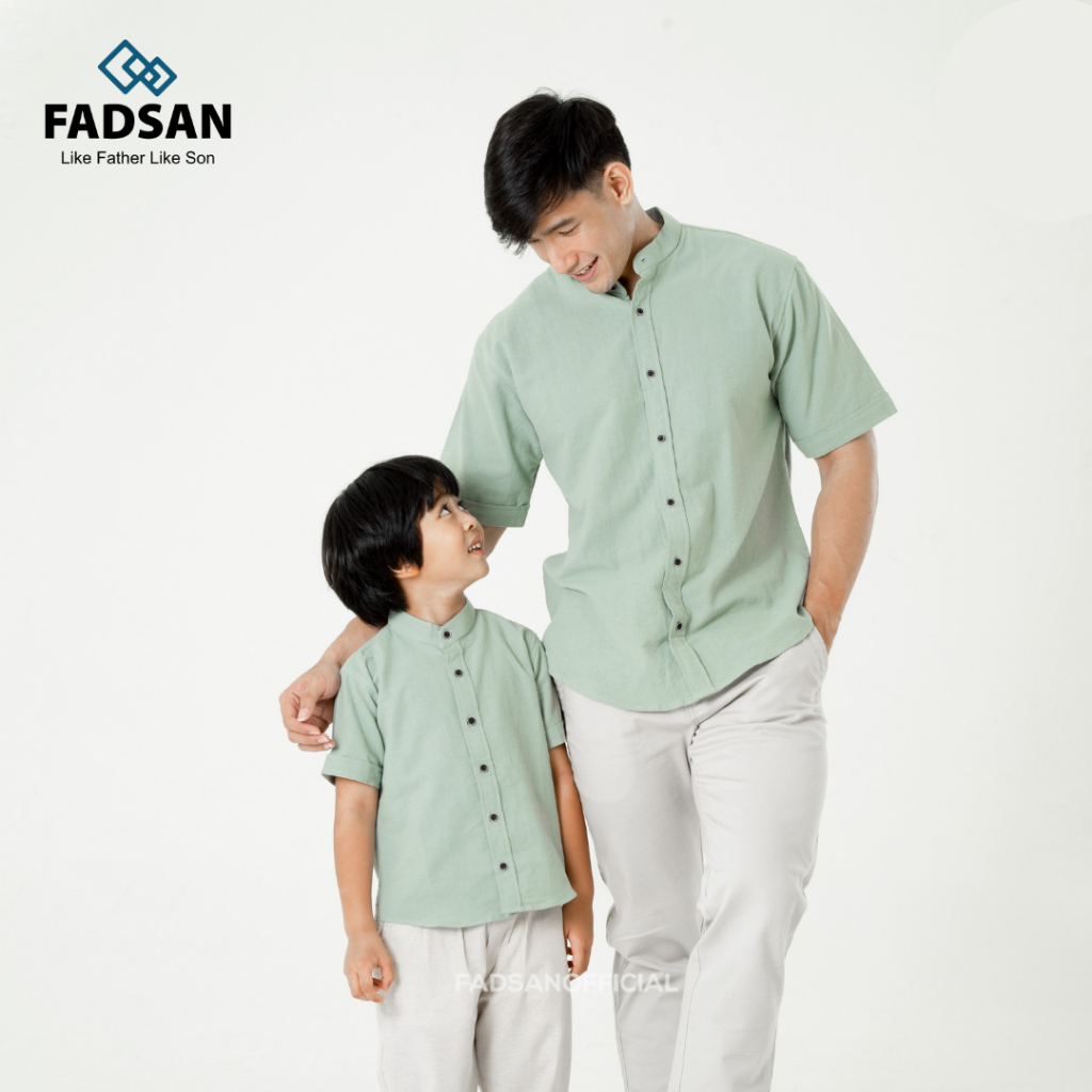 Fadsan - Baju Koko Couple Ayah Dan Anak Bayi Laki Pria Dewasa Tufy Series Warna Mint
